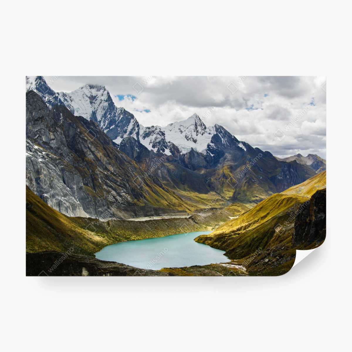 Fototapeta turkusowe jezioro u stóp zaśnieżonych szczytów – Wallissimo® Fototapeta turkusowe jezioro u stóp zaśnieżonych szczytów – Wallissimo®