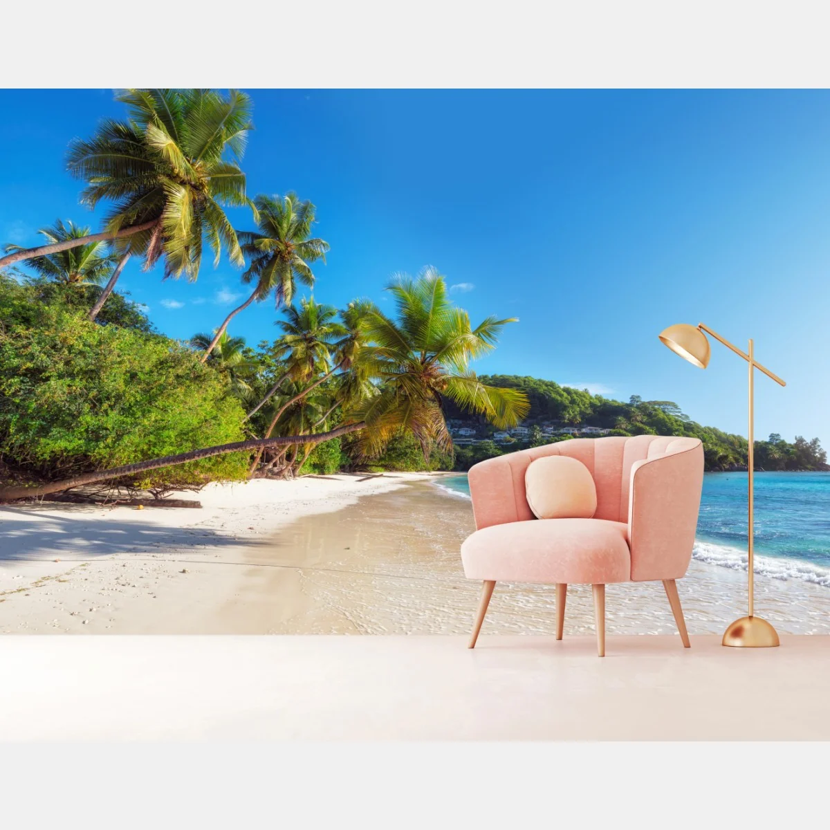 Fototapeta tropikalna plaża z palmami – Wallissimo® Fototapeta tropikalna plaża z palmami – Wallissimo®