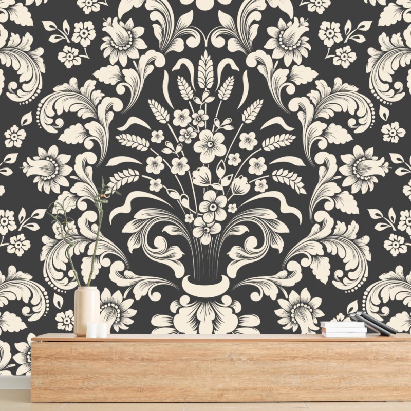 Fototapeta vintage kwiatowy wzór damask – Wallissimo® Fototapeta vintage kwiatowy wzór damask – Wallissimo®