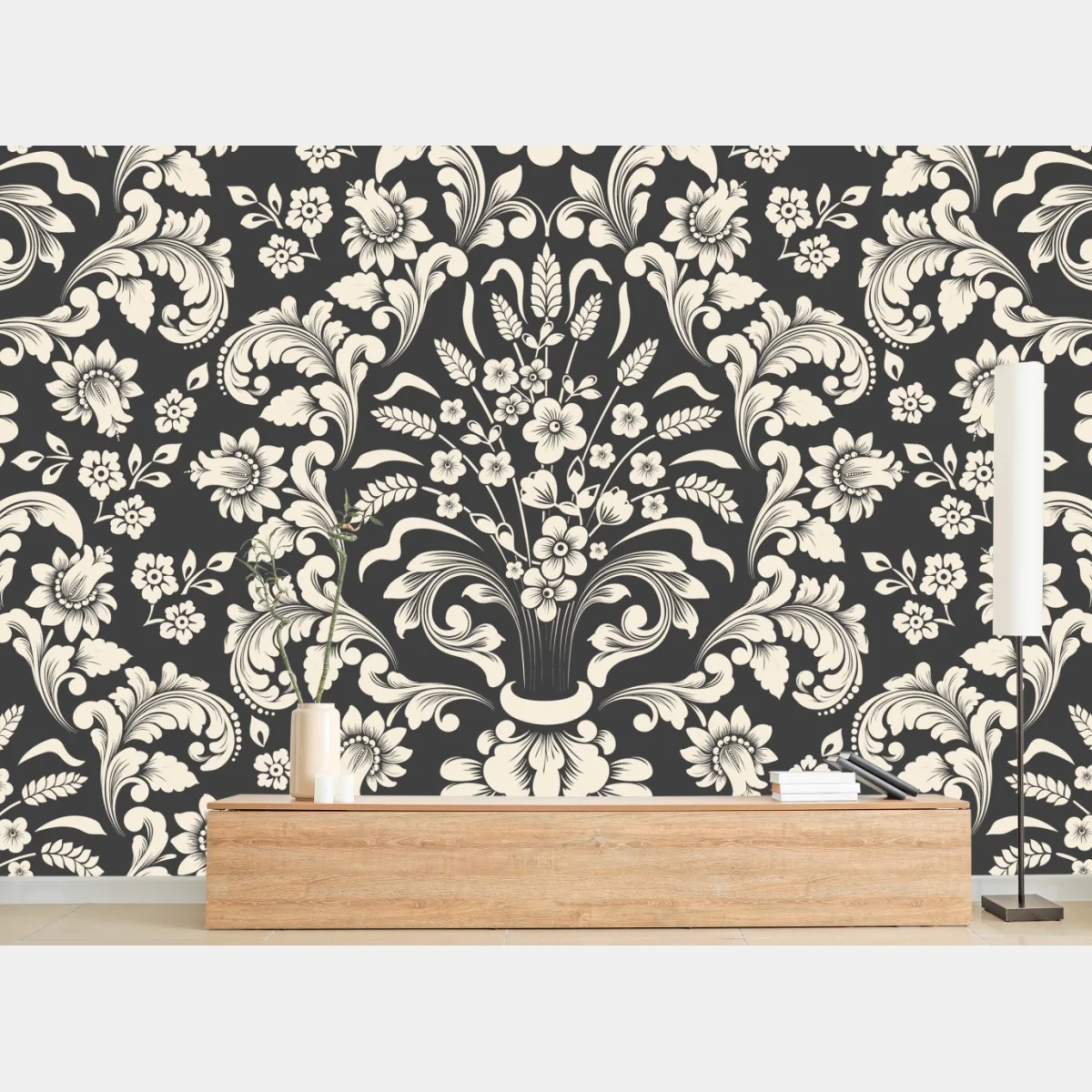 Fototapeta vintage kwiatowy wzór damask – Wallissimo® Fototapeta vintage kwiatowy wzór damask – Wallissimo®