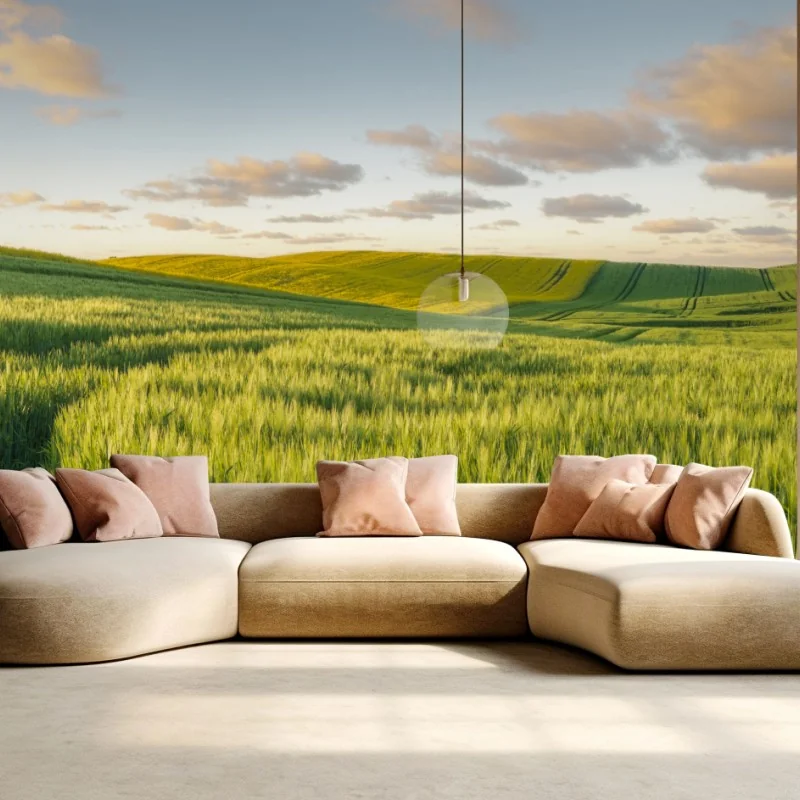 Fototapeta spokojna zielona łąka panorama – Wallissimo® Fototapeta spokojna zielona łąka panorama – Wallissimo®