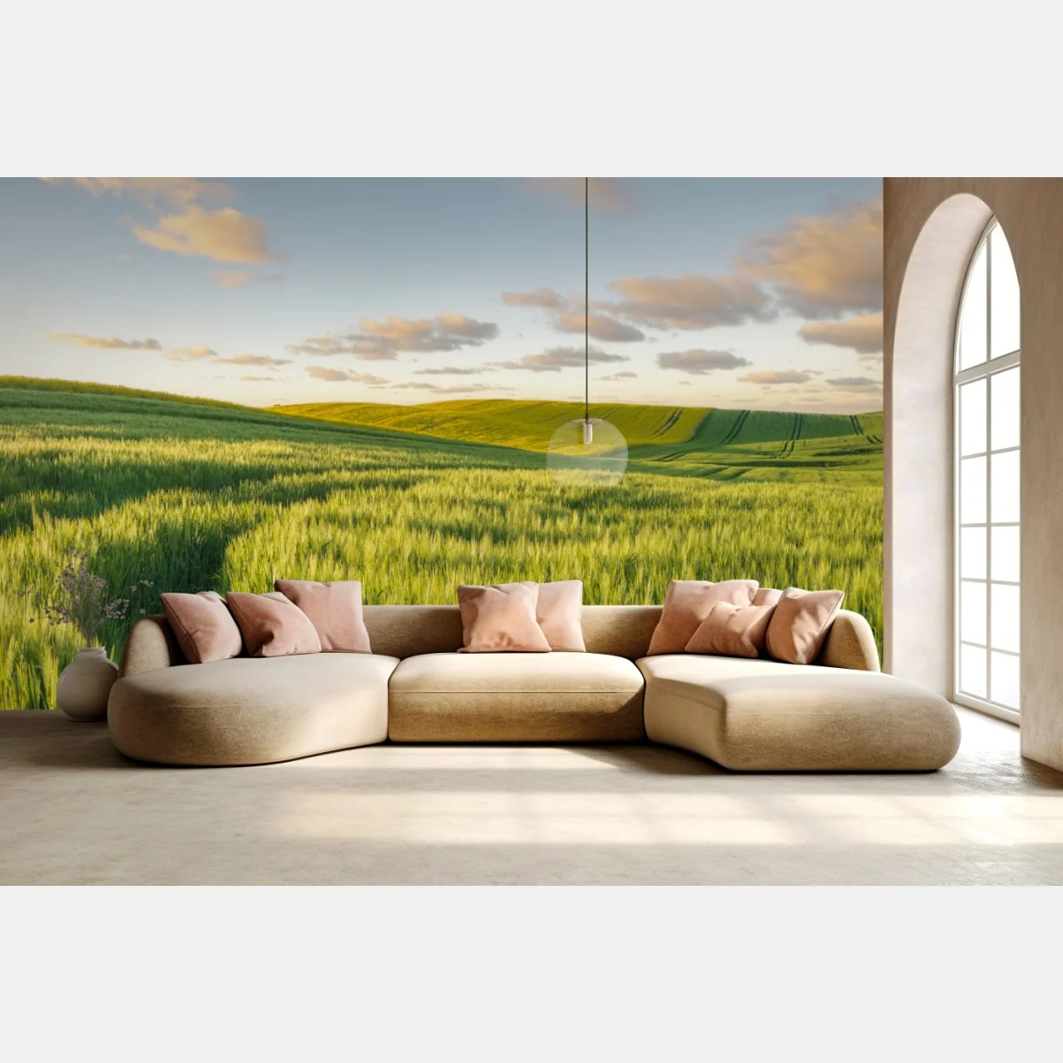 Fototapeta spokojna zielona łąka panorama – Wallissimo® Fototapeta spokojna zielona łąka panorama – Wallissimo®