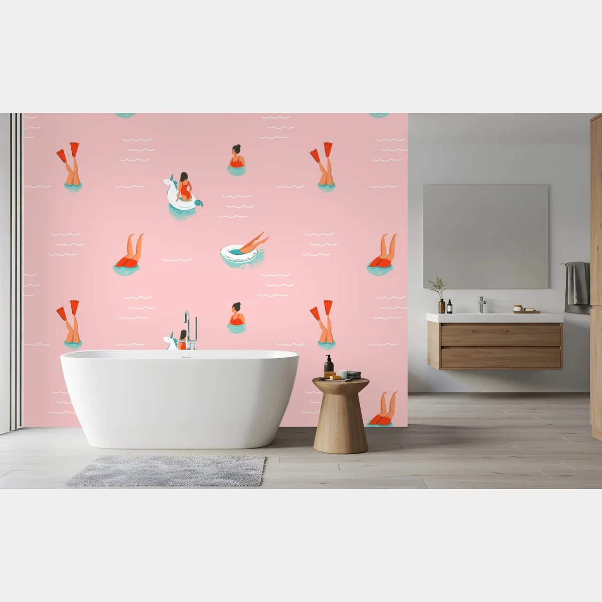 Fototapeta zabawny pastelowy wzór basenowy – Wallissimo® Fototapeta zabawny pastelowy wzór basenowy – Wallissimo®