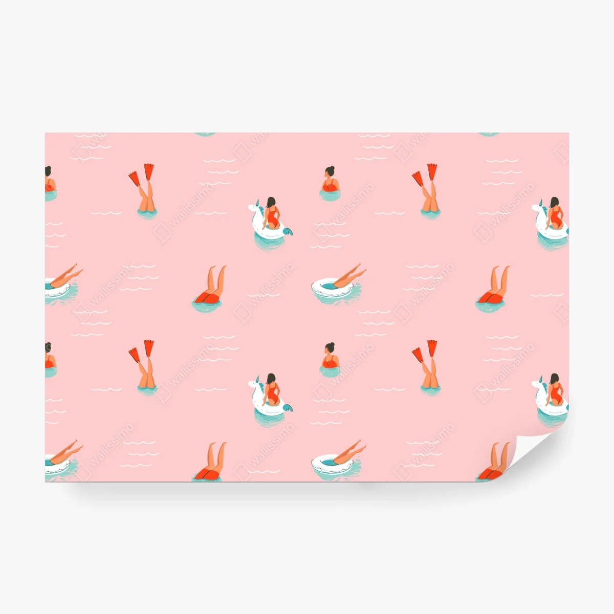 Fototapeta zabawny pastelowy wzór basenowy – Wallissimo® Fototapeta zabawny pastelowy wzór basenowy – Wallissimo®