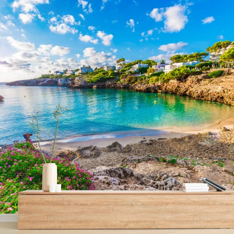 Fototapeta słoneczna Cala Esmeralda zatoka w turkusie – Wallissimo® Fototapeta słoneczna Cala Esmeralda zatoka w turkusie – Wallissimo®