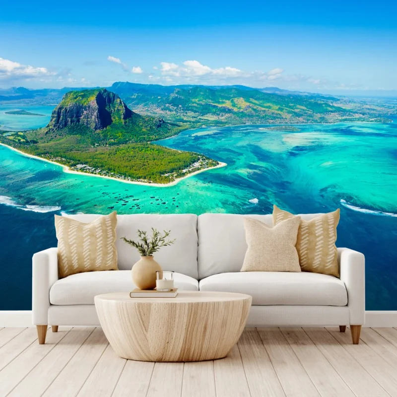 Fototapeta Le Morne turkusowa laguna panorama – Wallissimo® Fototapeta Le Morne turkusowa laguna panorama – Wallissimo®