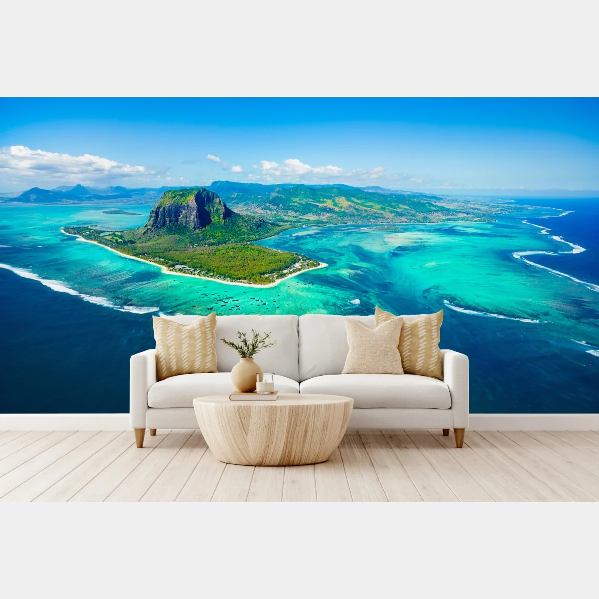 Fototapeta Le Morne turkusowa laguna panorama – Wallissimo® Fototapeta Le Morne turkusowa laguna panorama – Wallissimo®