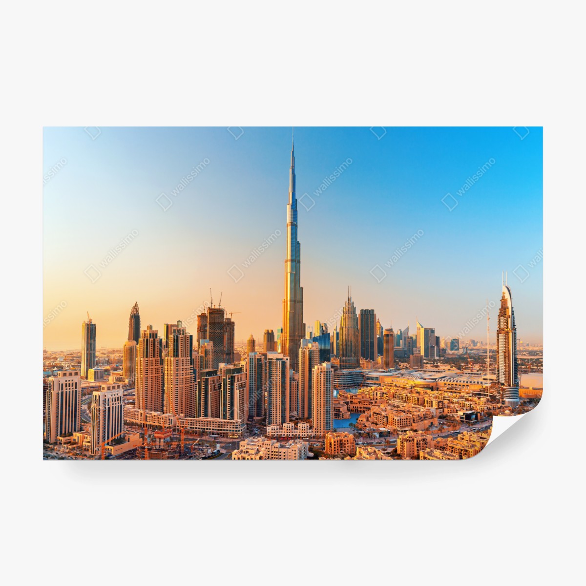 Fototapeta panorama Dubaju o złotej godzinie – Wallissimo® Fototapeta panorama Dubaju o złotej godzinie – Wallissimo®