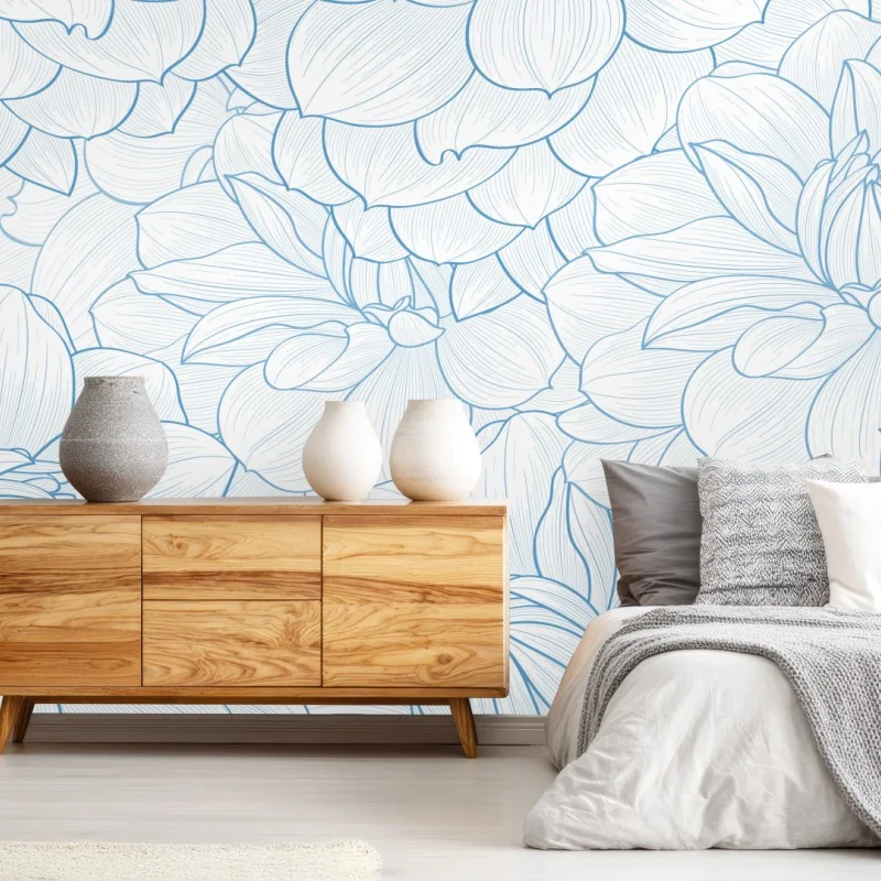 Fototapeta delikatny niebieski motyw kwiatowy – Wallissimo® Fototapeta delikatny niebieski motyw kwiatowy – Wallissimo®