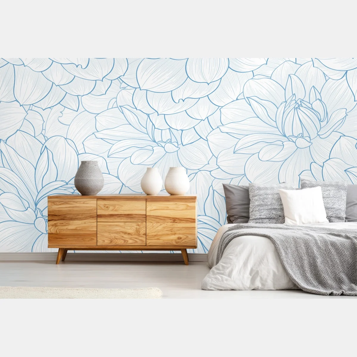 Fototapeta delikatny niebieski motyw kwiatowy – Wallissimo® Fototapeta delikatny niebieski motyw kwiatowy – Wallissimo®
