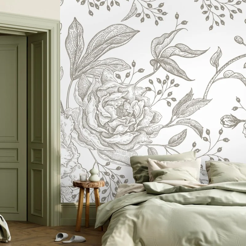 Fototapeta delikatny botaniczny wzór kwiatowy w stylu vintage – Wallissimo® Fototapeta delikatny botaniczny wzór kwiatowy w stylu vintage – Wallissimo®