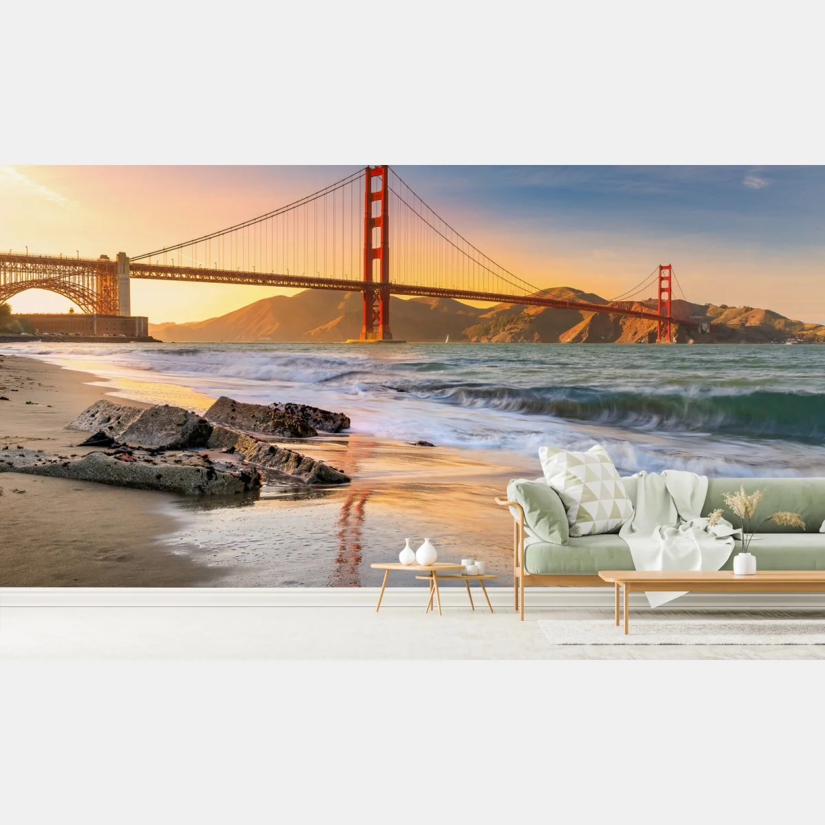 Fototapeta zachód słońca przy Golden Gate Bridge – Wallissimo®