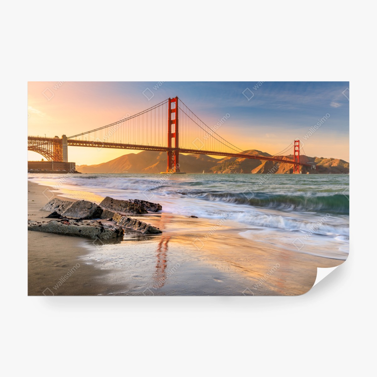 Fototapeta zachód słońca przy Golden Gate Bridge – Wallissimo®