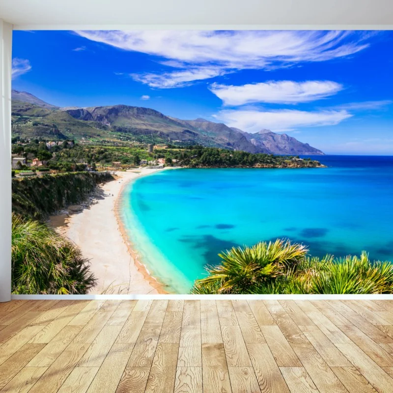 Fototapeta turkusowy nadmorski pejzaż plaży – Wallissimo® Fototapeta turkusowy nadmorski pejzaż plaży – Wallissimo®