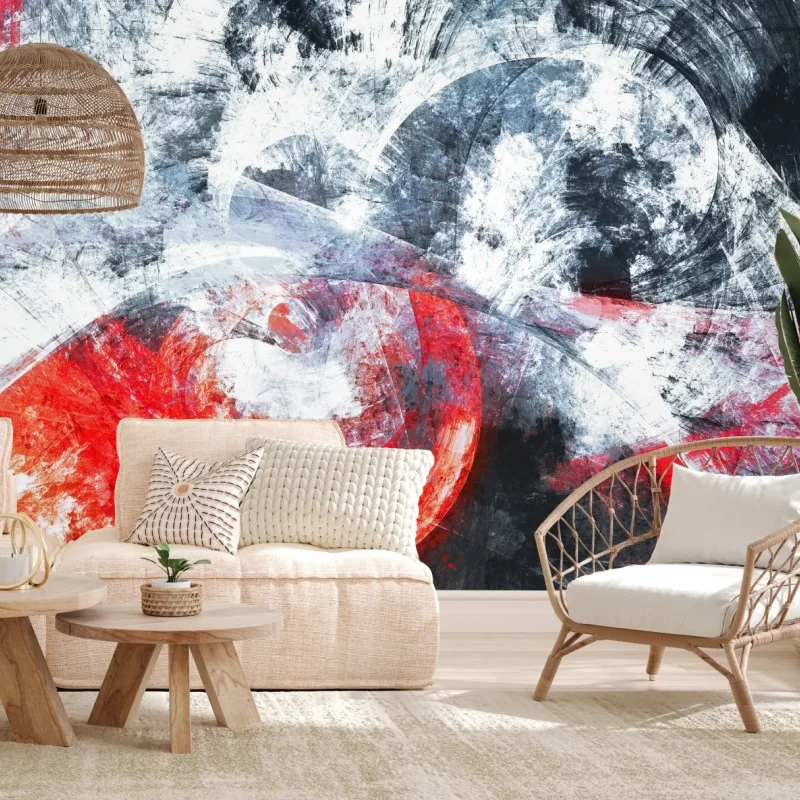 Fototapeta dynamiczna czerwona i biała abstrakcyjna kompozycja – Wallissimo® Fototapeta dynamiczna czerwona i biała abstrakcyjna kompozycja – Wallissimo®