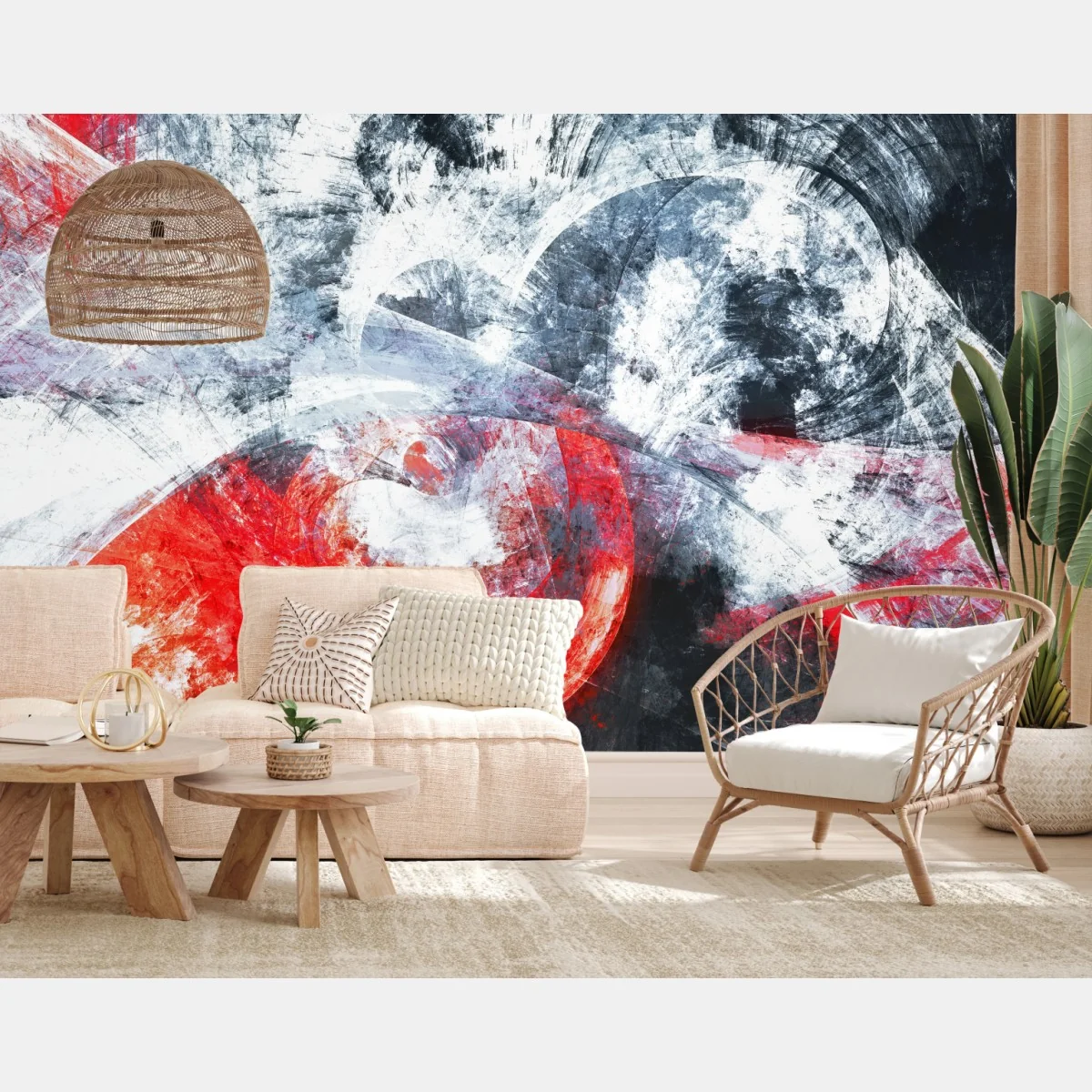 Fototapeta dynamiczna czerwona i biała abstrakcyjna kompozycja – Wallissimo® Fototapeta dynamiczna czerwona i biała abstrakcyjna kompozycja – Wallissimo®