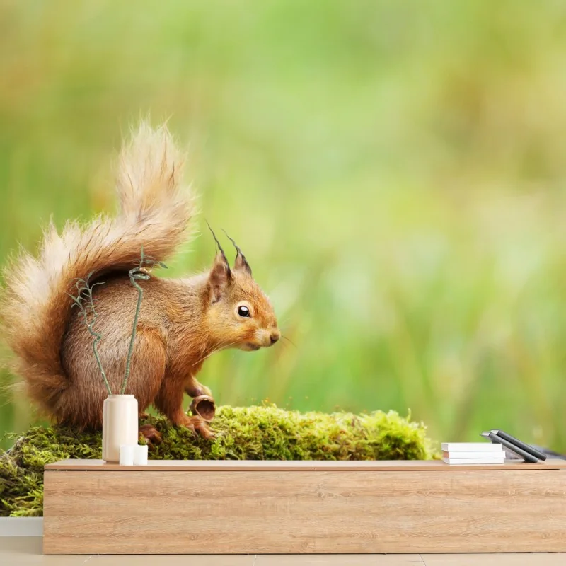 Fototapeta ruda wiewiórka na mchu – Wallissimo® Fototapeta ruda wiewiórka na mchu – Wallissimo®