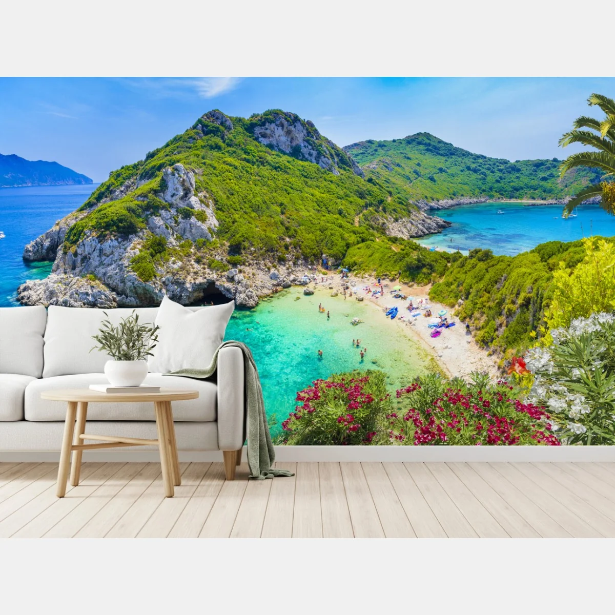 Fototapeta Porto Timoni panoramiczna plaża, Korfu – Wallissimo® Fototapeta Porto Timoni panoramiczna plaża, Korfu – Wallissimo®