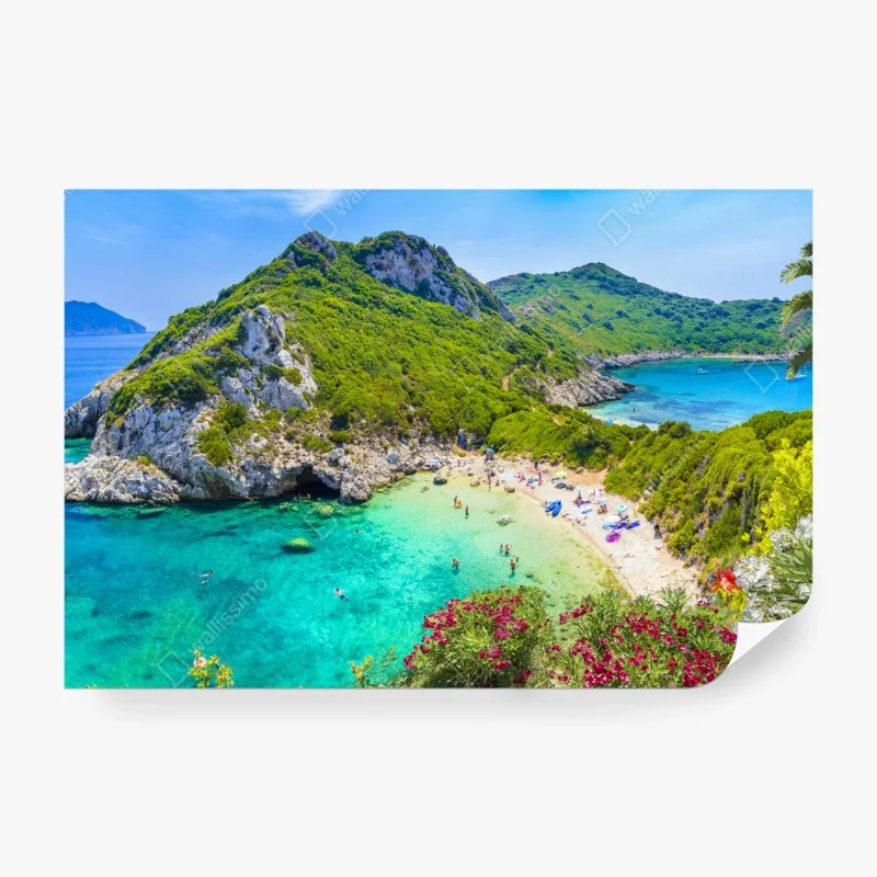 Fototapeta tropikalna plaża o zachodzie słońca z łodziami – Wallissimo®