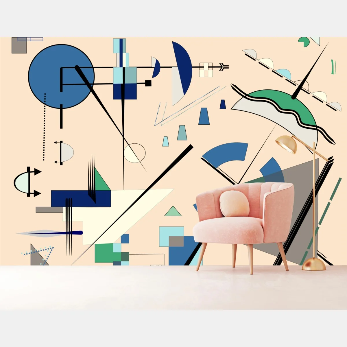 Fototapeta geometryczna kompozycja w pastelach – Wallissimo® Fototapeta geometryczna kompozycja w pastelach – Wallissimo®