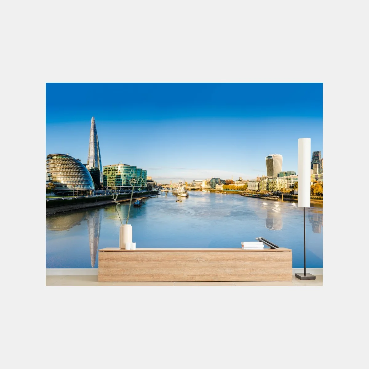 Fototapeta Londyn panoramiczny widok nad Tamizą – Wallissimo® Fototapeta Londyn panoramiczny widok nad Tamizą – Wallissimo®