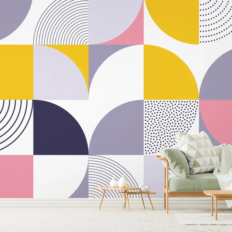 Fototapeta pastelowy geometryczny wzór z półkolami – Wallissimo® Fototapeta pastelowy geometryczny wzór z półkolami – Wallissimo®