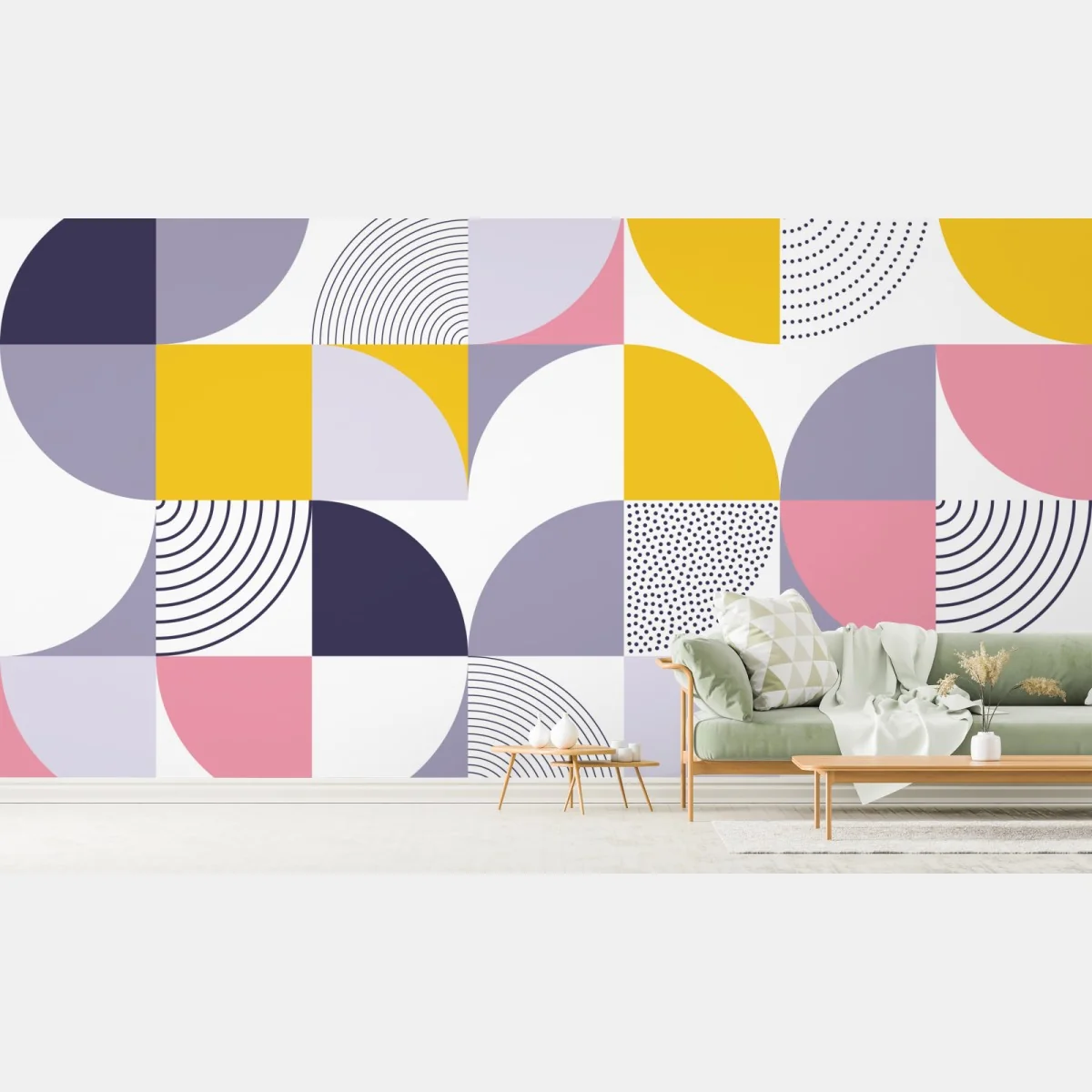 Fototapeta pastelowy geometryczny wzór z półkolami – Wallissimo® Fototapeta pastelowy geometryczny wzór z półkolami – Wallissimo®