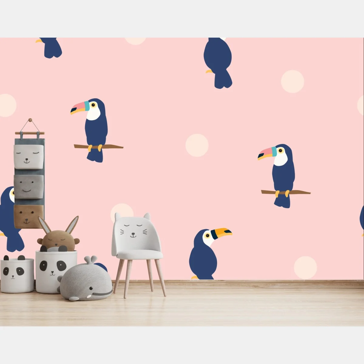 Fototapeta wesoły wzór z tukanami na pastelowym różu – Wallissimo® Fototapeta wesoły wzór z tukanami na pastelowym różu – Wallissimo®