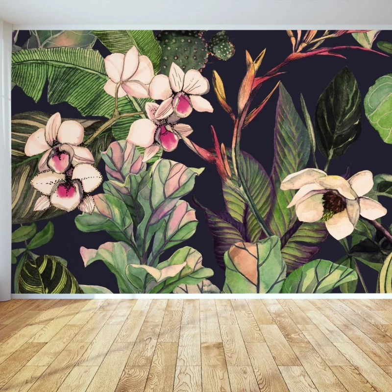 Fototapeta tropikalny akwarelowy wzór botaniczny – Wallissimo®