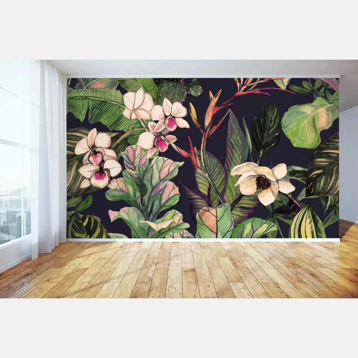 Fototapeta tropikalny akwarelowy wzór botaniczny – Wallissimo®