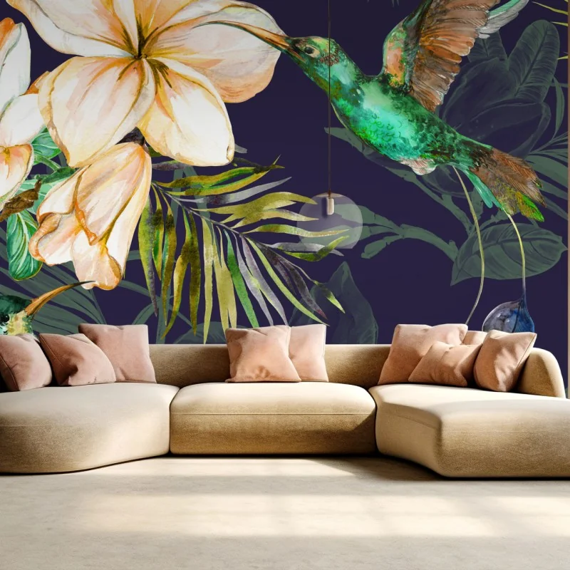 Fototapeta tropikalne kolibry i plumeria w akwareli – Wallissimo® Fototapeta tropikalne kolibry i plumeria w akwareli – Wallissimo®