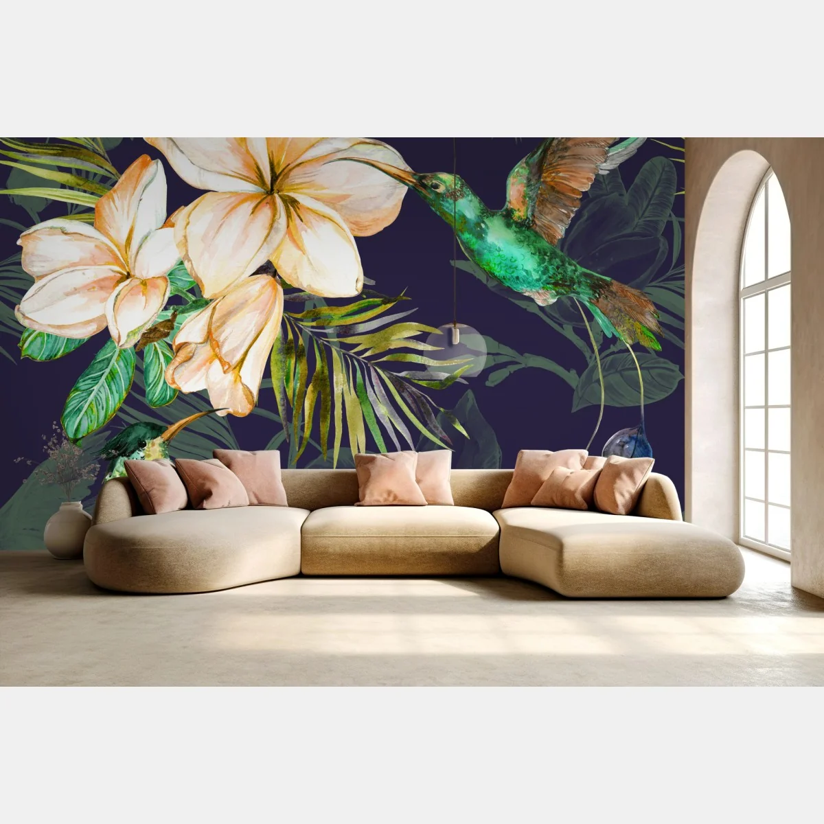 Fototapeta tropikalne kolibry i plumeria w akwareli – Wallissimo® Fototapeta tropikalne kolibry i plumeria w akwareli – Wallissimo®