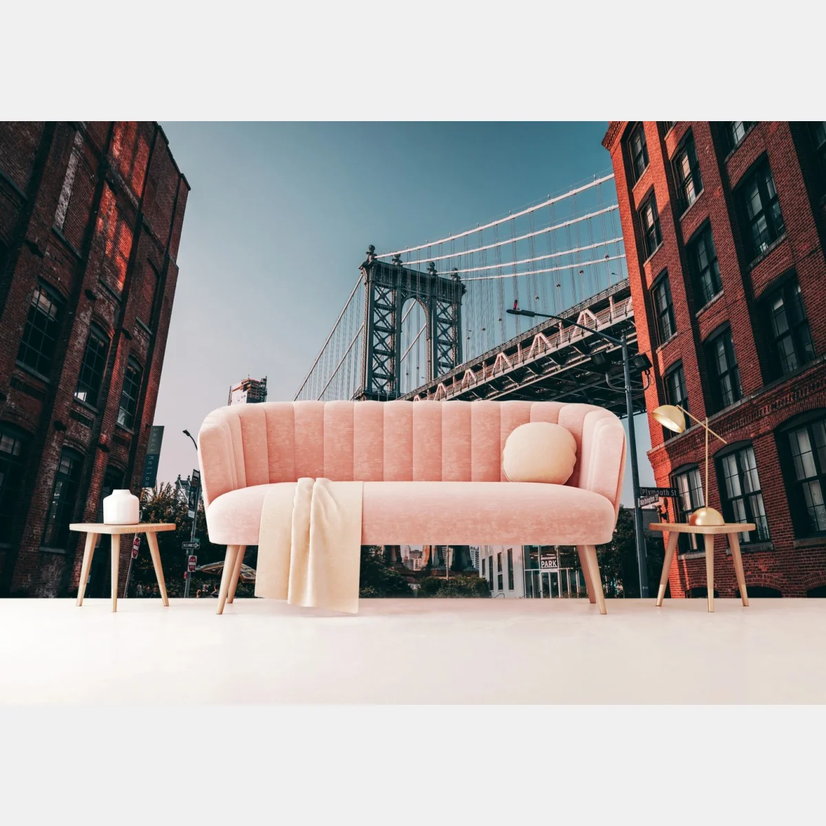 Fototapeta Manhattan most w miejskiej perspektywie – Wallissimo® Fototapeta Manhattan most w miejskiej perspektywie – Wallissimo®