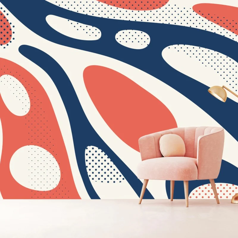Fototapeta retro koralowo-granatowy abstrakcyjny wzór – Wallissimo® Fototapeta retro koralowo-granatowy abstrakcyjny wzór – Wallissimo®