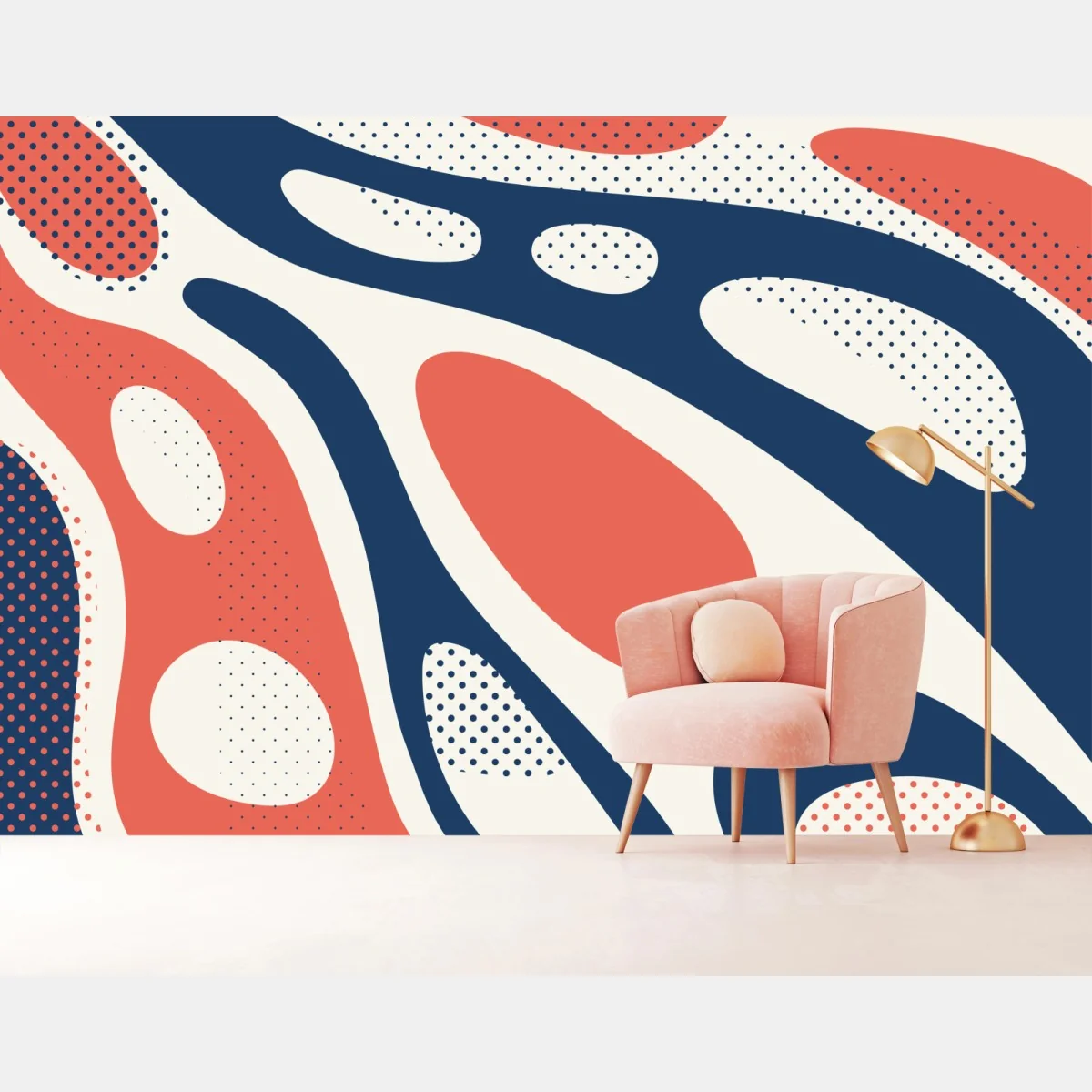 Fototapeta retro koralowo-granatowy abstrakcyjny wzór – Wallissimo® Fototapeta retro koralowo-granatowy abstrakcyjny wzór – Wallissimo®