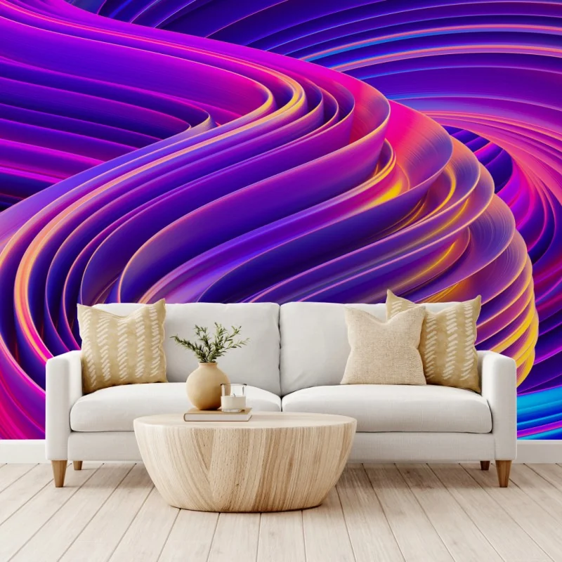 Fototapeta intensywny fioletowy 3d wir wstęg – Wallissimo®