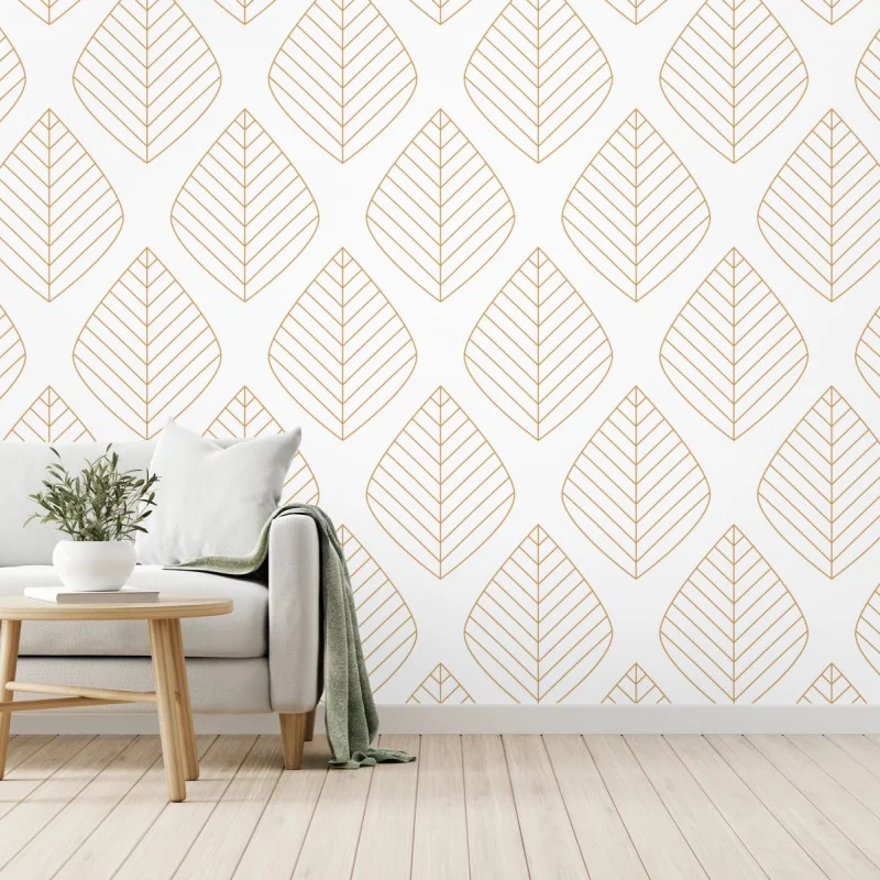 Fototapeta elegancki złoty geometryczny wzór liści – Wallissimo® Fototapeta elegancki złoty geometryczny wzór liści – Wallissimo®