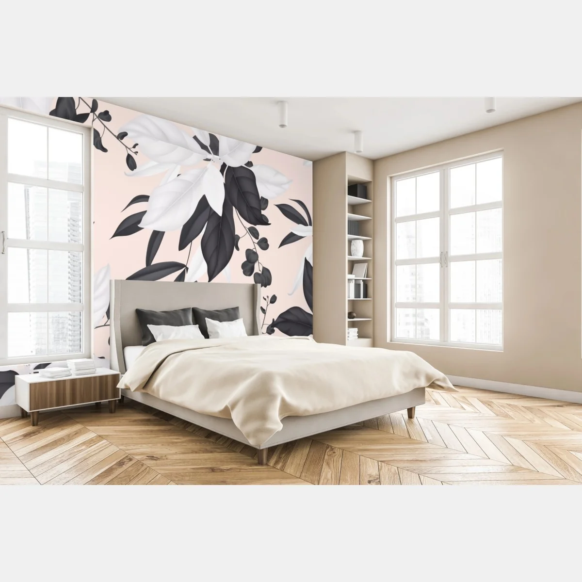 Fototapeta delikatne pastelowe liście botaniczne – Wallissimo® Fototapeta delikatne pastelowe liście botaniczne – Wallissimo®