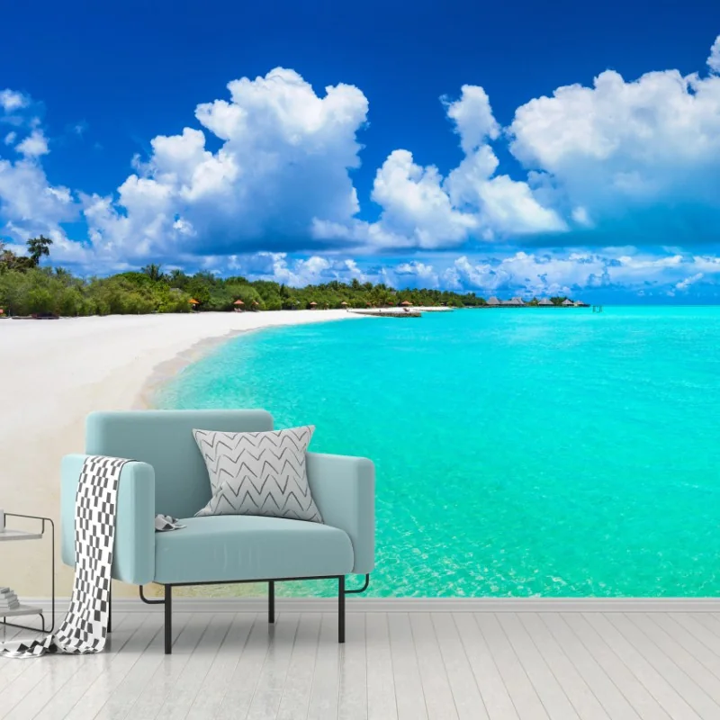 Fototapeta Malediwy turkusowa plaża panorama – Wallissimo® Fototapeta Malediwy turkusowa plaża panorama – Wallissimo®