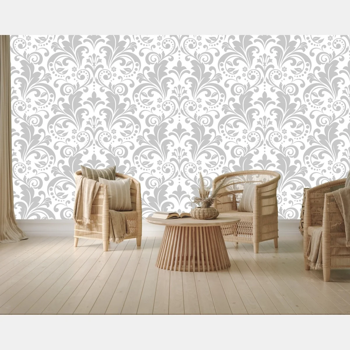 Fototapeta elegancki szary wzór damasceński – Wallissimo® Fototapeta elegancki szary wzór damasceński – Wallissimo®