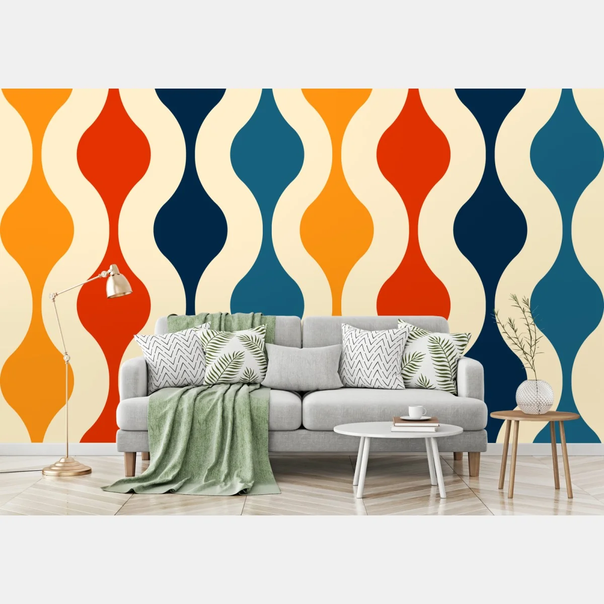 Fototapeta retro falisty wzór mid-century – Wallissimo® Fototapeta retro falisty wzór mid-century – Wallissimo®