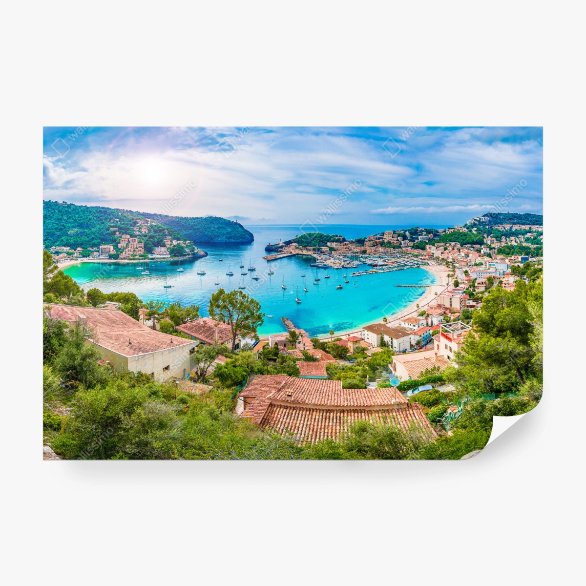 Fototapeta słoneczna panorama Port de Soller – Wallissimo® Fototapeta słoneczna panorama Port de Soller – Wallissimo®