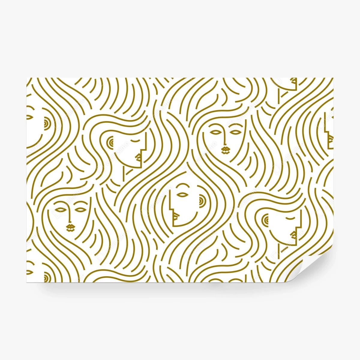 Fototapeta złote fale i abstrakcyjne twarze bezszwowy wzór – Wallissimo® Fototapeta złote fale i abstrakcyjne twarze bezszwowy wzór – Wallissimo®