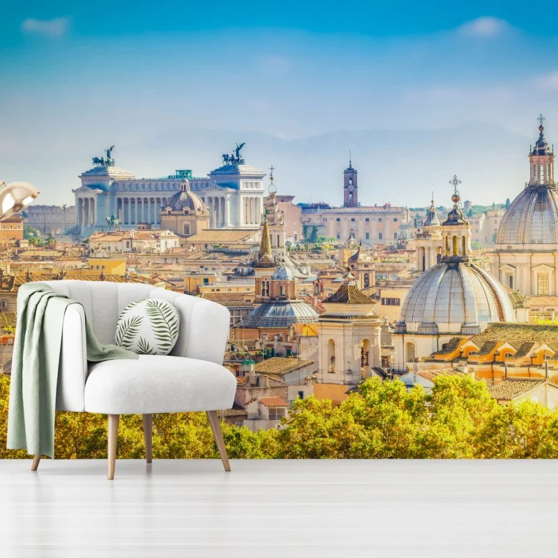 Fototapeta słoneczny widok na Rzym z kopułami – Wallissimo® Fototapeta słoneczny widok na Rzym z kopułami – Wallissimo®