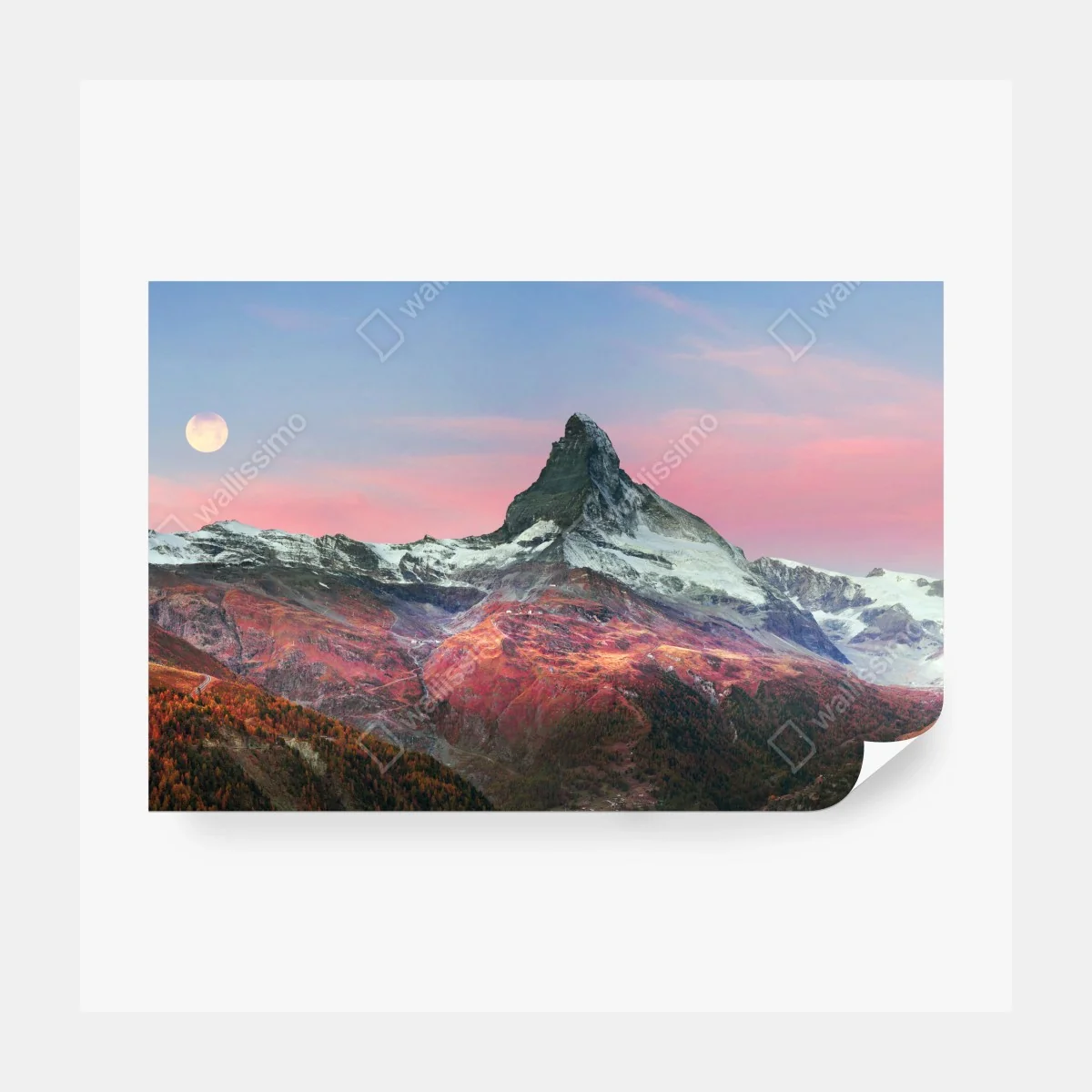 Fototapeta jesienna panorama Matterhornu przy zachodzie słońca – Wallissimo® Fototapeta jesienna panorama Matterhornu przy zachodzie słońca – Wallissimo®