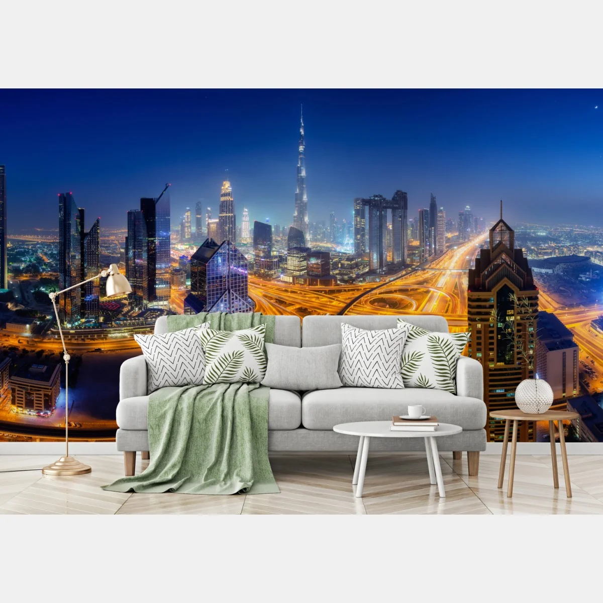 Fototapeta panorama nocnego Dubaju – Wallissimo® Fototapeta panorama nocnego Dubaju – Wallissimo®