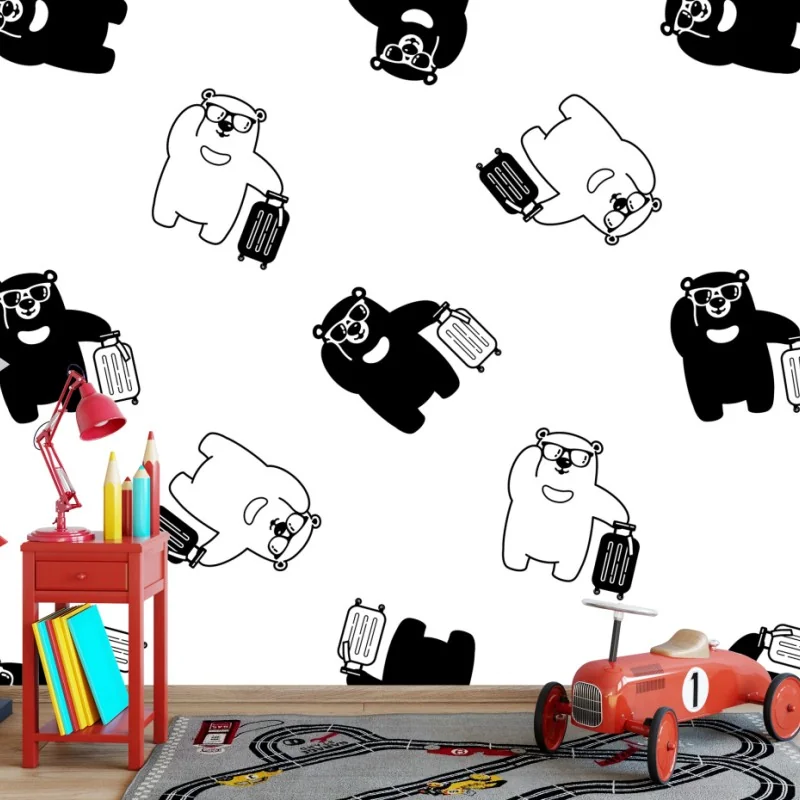 Fototapeta wzór wędrujących misiów – Wallissimo® Fototapeta wzór wędrujących misiów – Wallissimo®