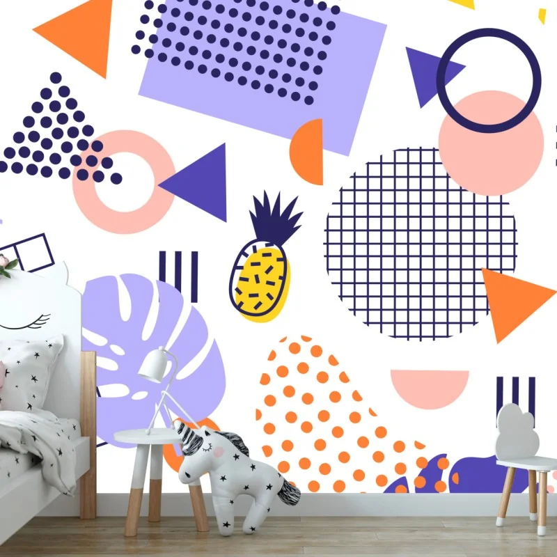 Fototapeta zabawny tropikalny wzór geometryczny – Wallissimo® Fototapeta zabawny tropikalny wzór geometryczny – Wallissimo®