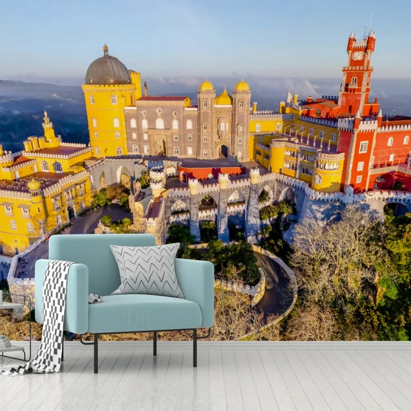 Fototapeta kolorowy pałac Pena w Sintrze – Wallissimo® Fototapeta kolorowy pałac Pena w Sintrze – Wallissimo®