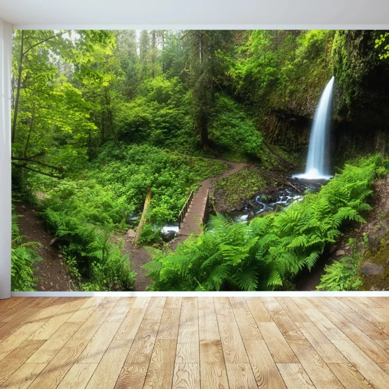 Fototapeta bujny leśny wodospad panorama – Wallissimo® Fototapeta bujny leśny wodospad panorama – Wallissimo®